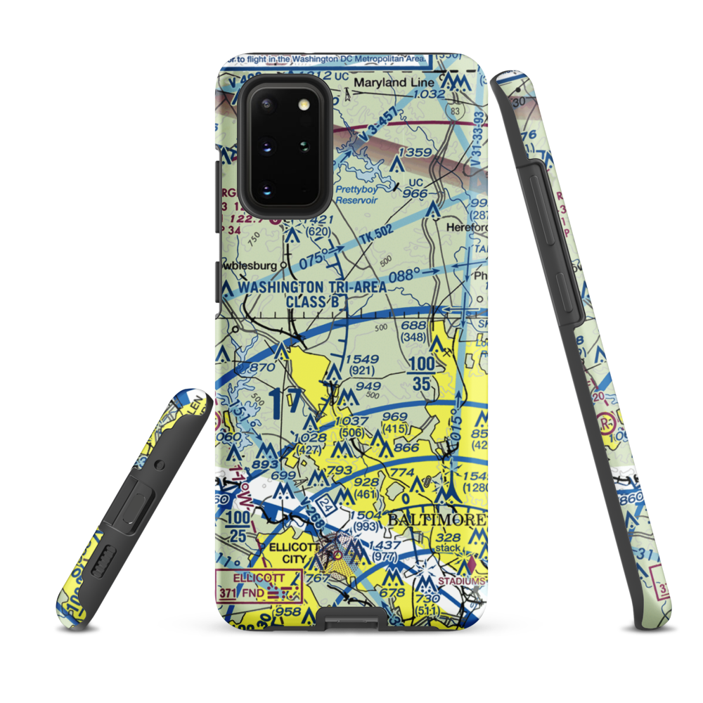 St John Airport (4MD9) VFR Sectional Samsung Phone Case Samsung Galaxy S20 Plus model shown