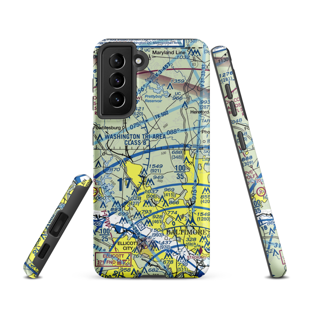 St John Airport (4MD9) VFR Sectional Samsung Phone Case Samsung Galaxy S21 model shown