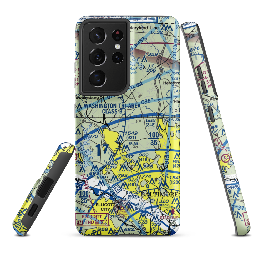 St John Airport (4MD9) VFR Sectional Samsung Phone Case Samsung Galaxy S21 Ultra model shown