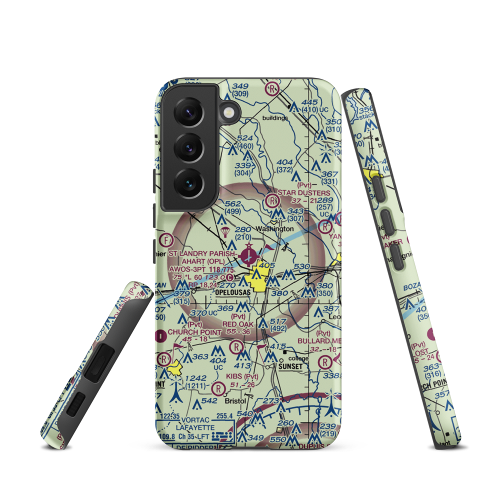 St Landry Parish Ahart Field (OPL) VFR Sectional Samsung Phone Case Samsung Galaxy S22 model shown