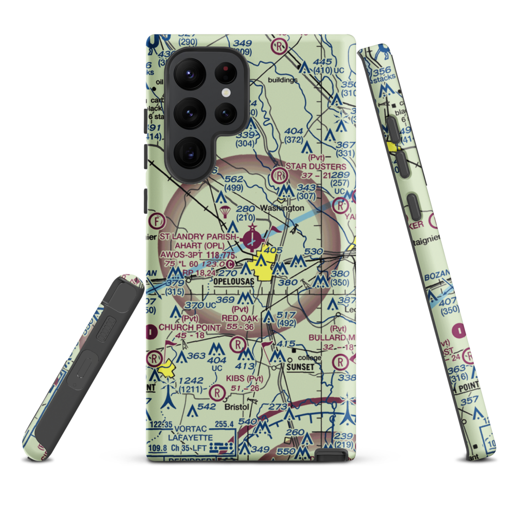 St Landry Parish Ahart Field (OPL) VFR Sectional Samsung Phone Case Samsung Galaxy S22 Ultra model shown