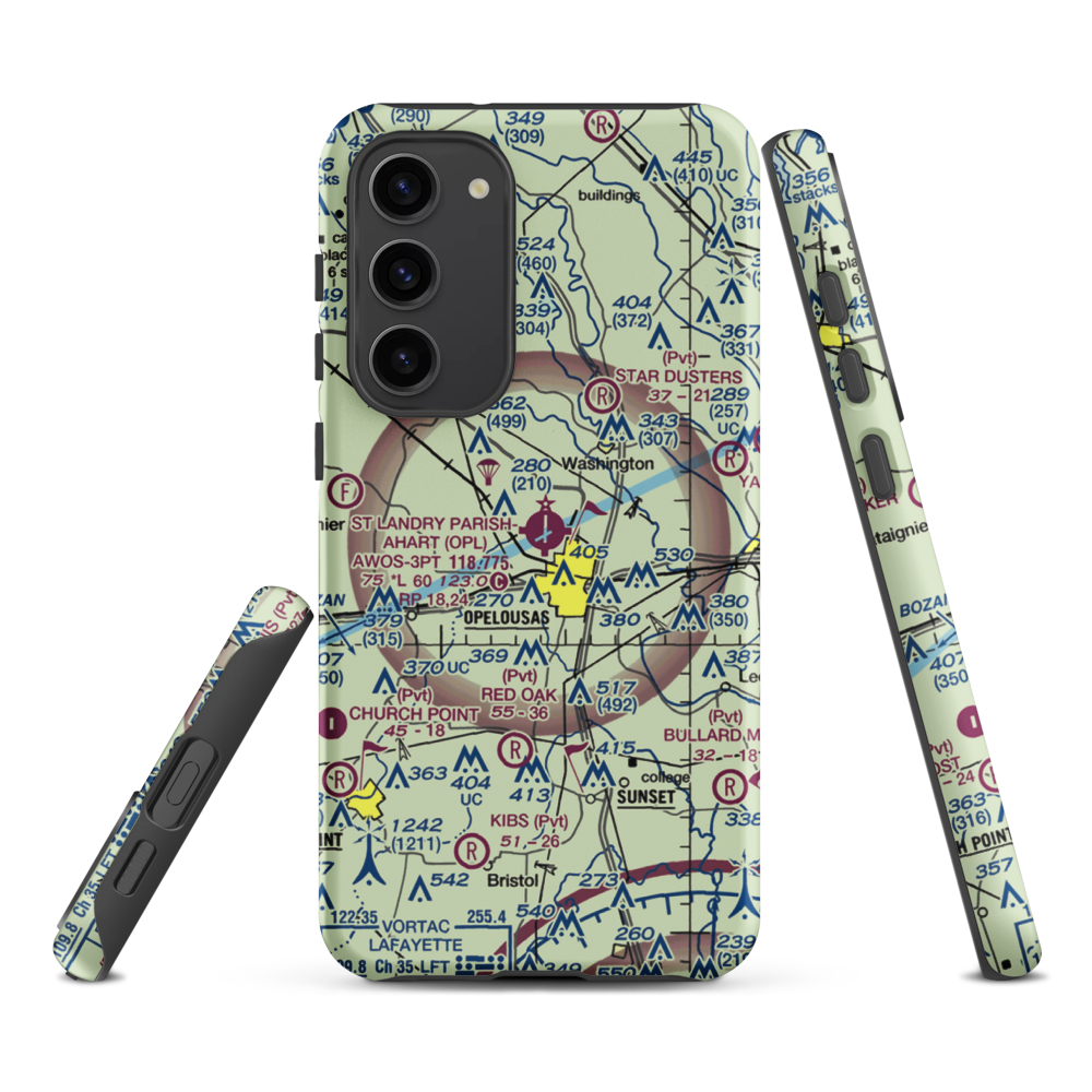 St Landry Parish Ahart Field (OPL) VFR Sectional Samsung Phone Case Samsung Galaxy S23 Plus model shown