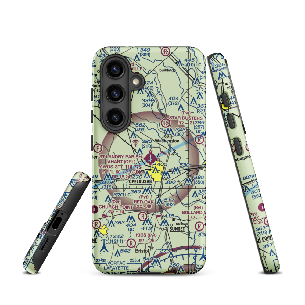 St Landry Parish Ahart Field (OPL) VFR Sectional Samsung Phone Case Samsung Galaxy S24 model shown