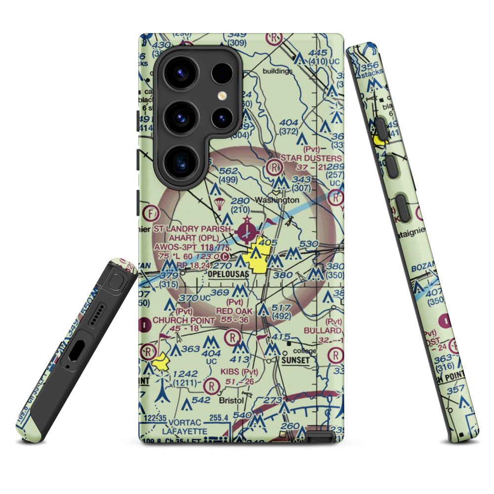 St Landry Parish Ahart Field (OPL) VFR Sectional Samsung Phone Case Samsung Galaxy S24 Ultra model shown