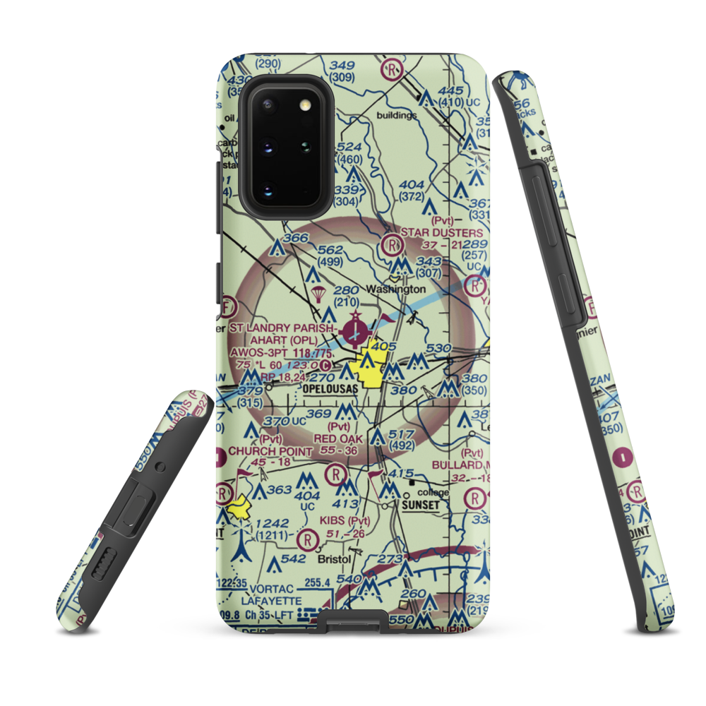St Landry Parish Ahart Field (OPL) VFR Sectional Samsung Phone Case Samsung Galaxy S20 Plus model shown