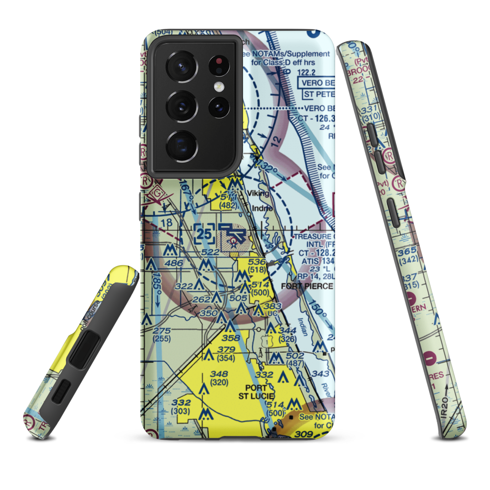 St Lucie County International Airport (FPR) VFR Sectional Samsung Phone Case Samsung Galaxy S21 Plus model shown