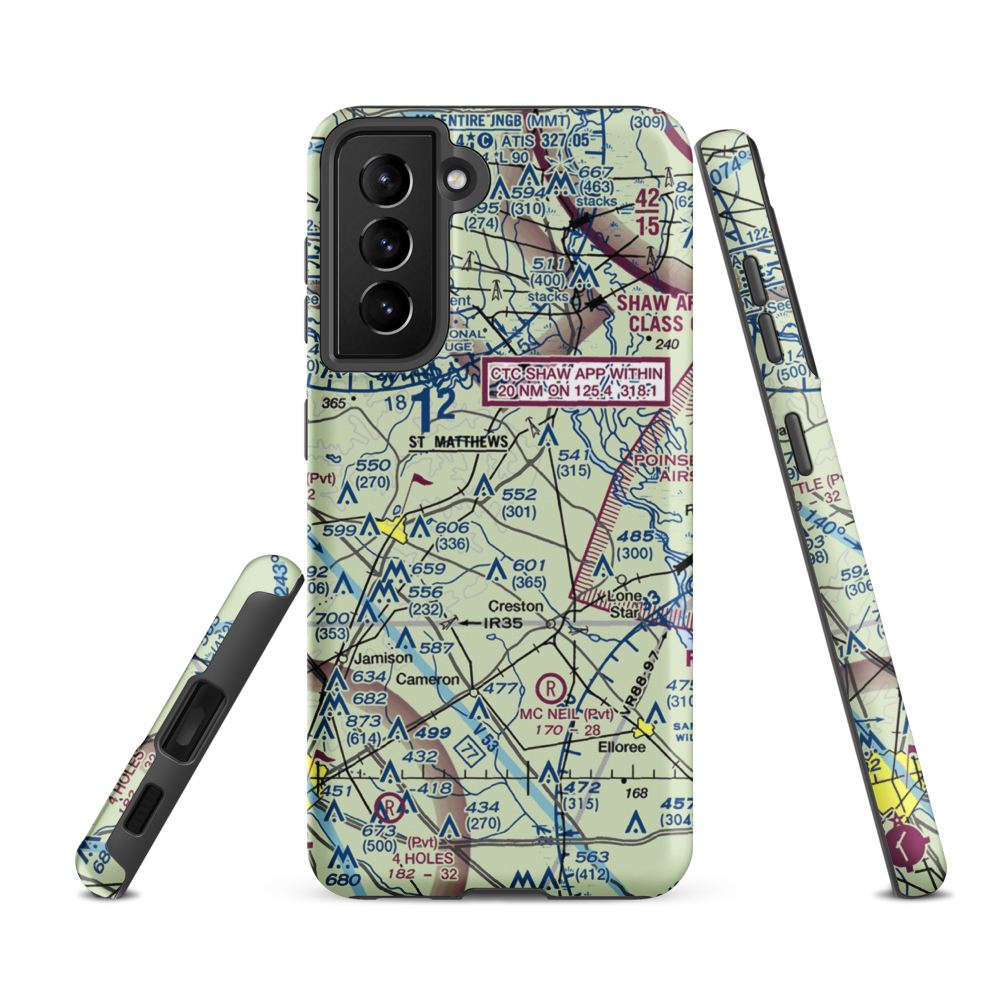 St. Mathews Airport (99SC) VFR Sectional Samsung Phone Case Samsung Galaxy S21 FE model shown