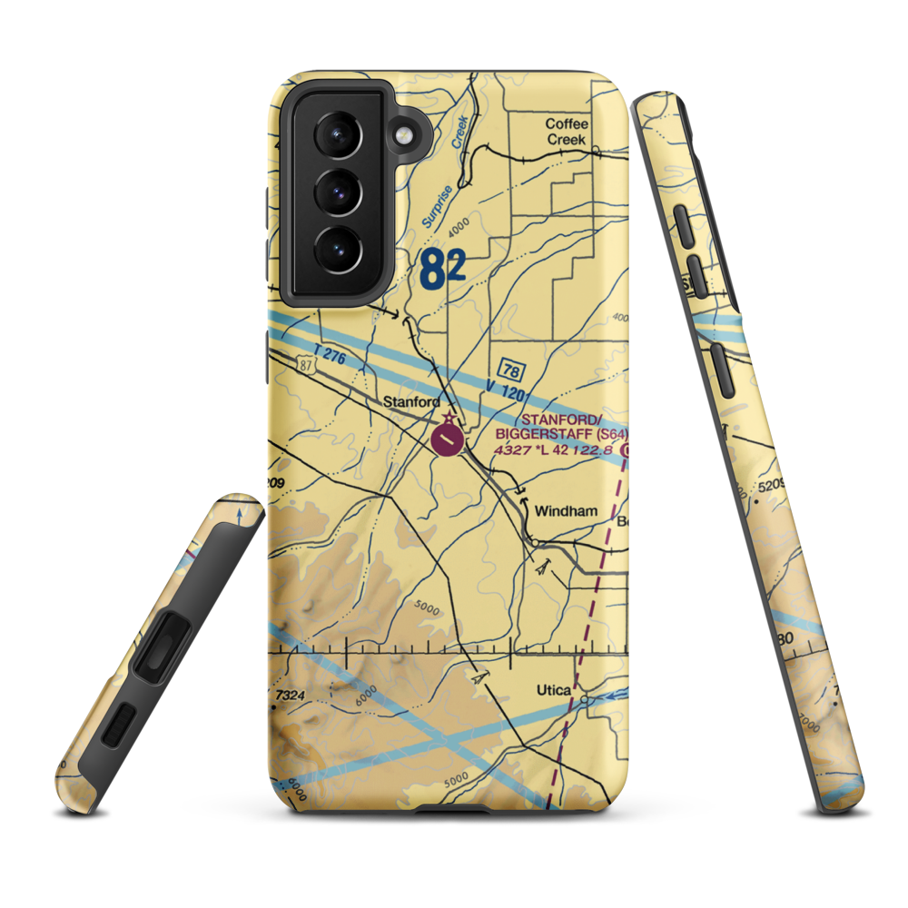 Stanford Airport/Biggerstaff Field (S64) VFR Sectional Samsung Phone Case Samsung Galaxy S21 Plus model shown