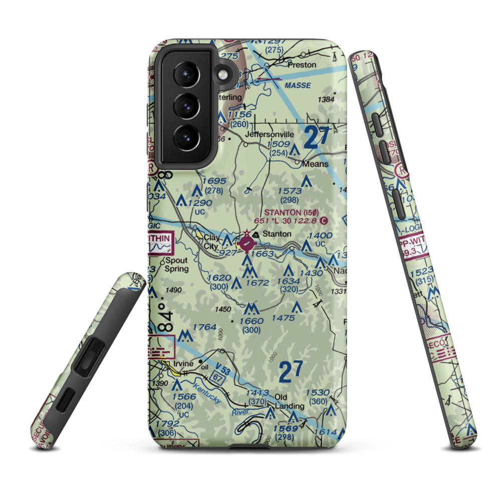 Stanton Airport (I50) VFR Sectional Samsung Phone Case Samsung Galaxy S21 Plus model shown