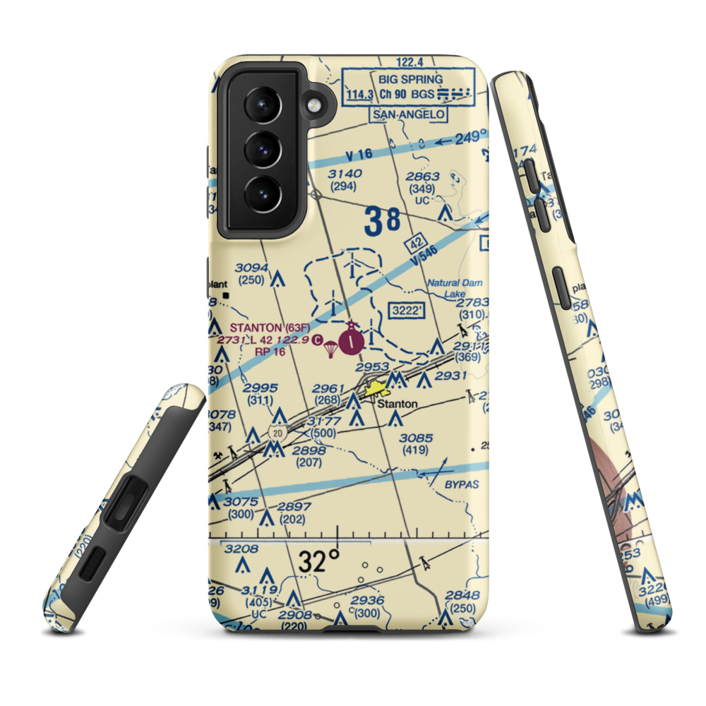 Stanton Municipal Airport (63F) VFR Sectional Samsung Phone Case Samsung Galaxy S21 Plus model shown