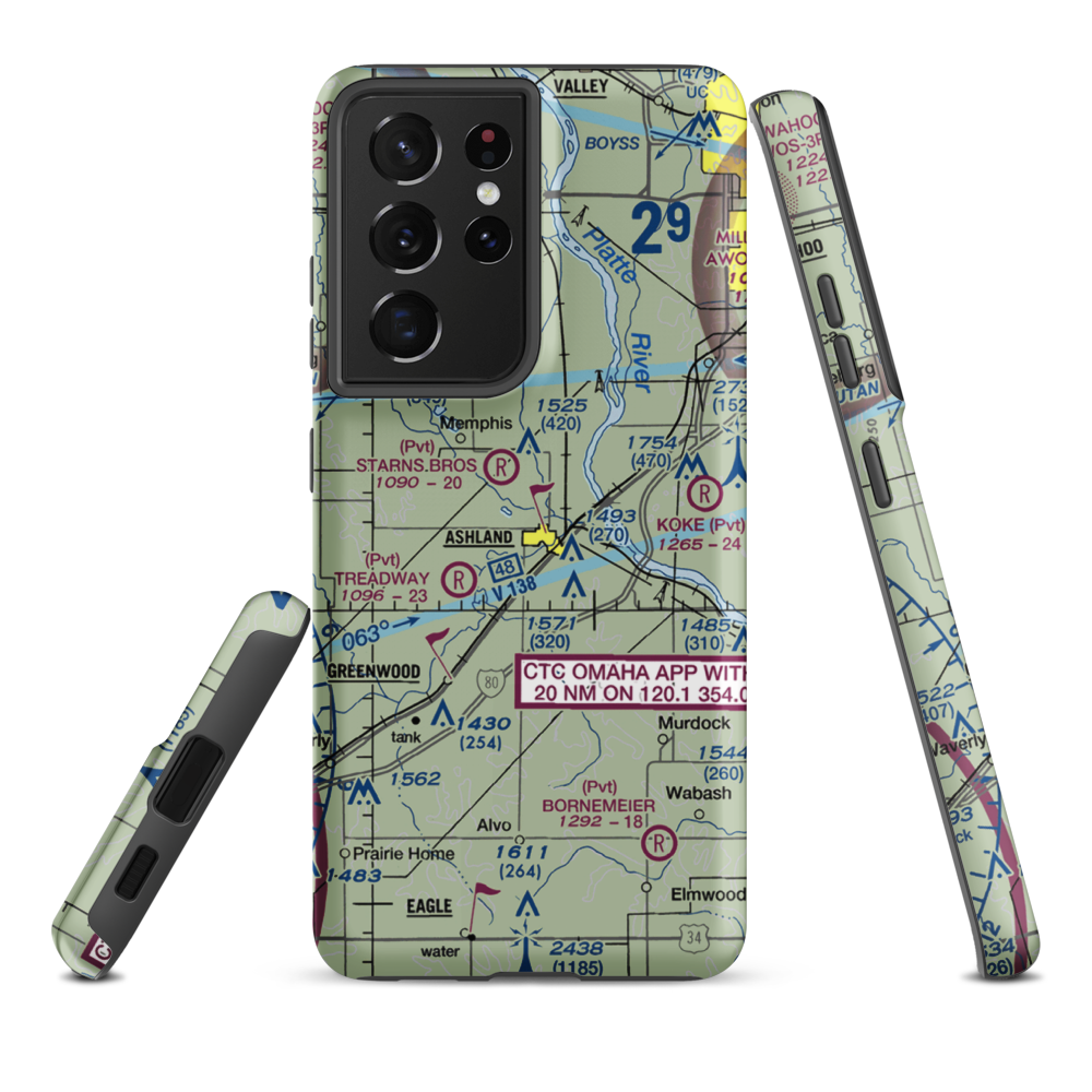 Starns Auxiliary Airport (NE15) VFR Sectional Samsung Phone Case Samsung Galaxy S21 Ultra model shown
