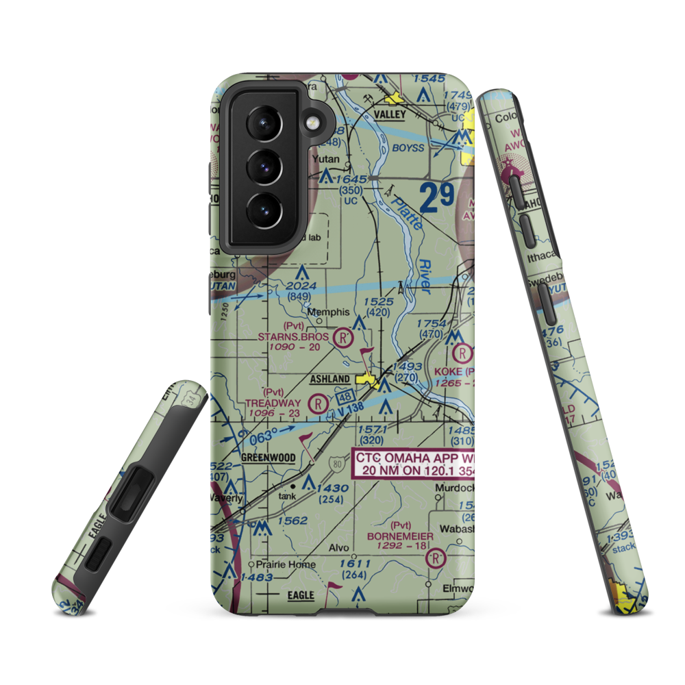 Starns Brothers Airport (53NE) VFR Sectional Samsung Phone Case Samsung Galaxy S21 FE model shown