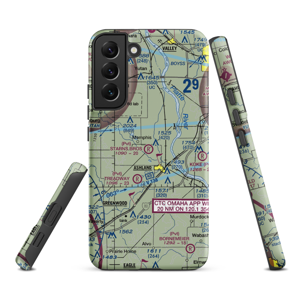 Starns Brothers Airport (53NE) VFR Sectional Samsung Phone Case Samsung Galaxy S22 Plus model shown