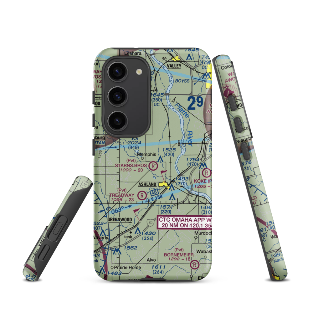Starns Brothers Airport (53NE) VFR Sectional Samsung Phone Case Samsung Galaxy S23 model shown