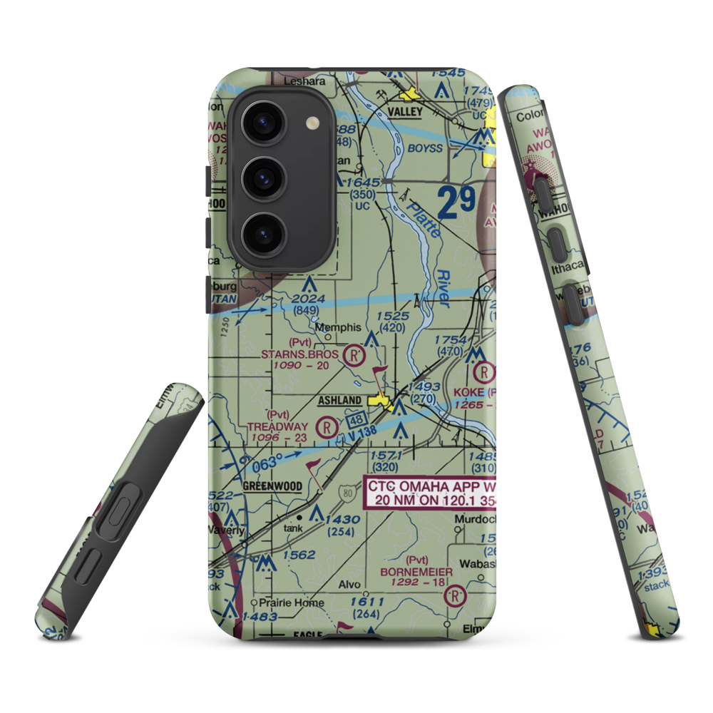 Starns Brothers Airport (53NE) VFR Sectional Samsung Phone Case Samsung Galaxy S23 Plus model shown