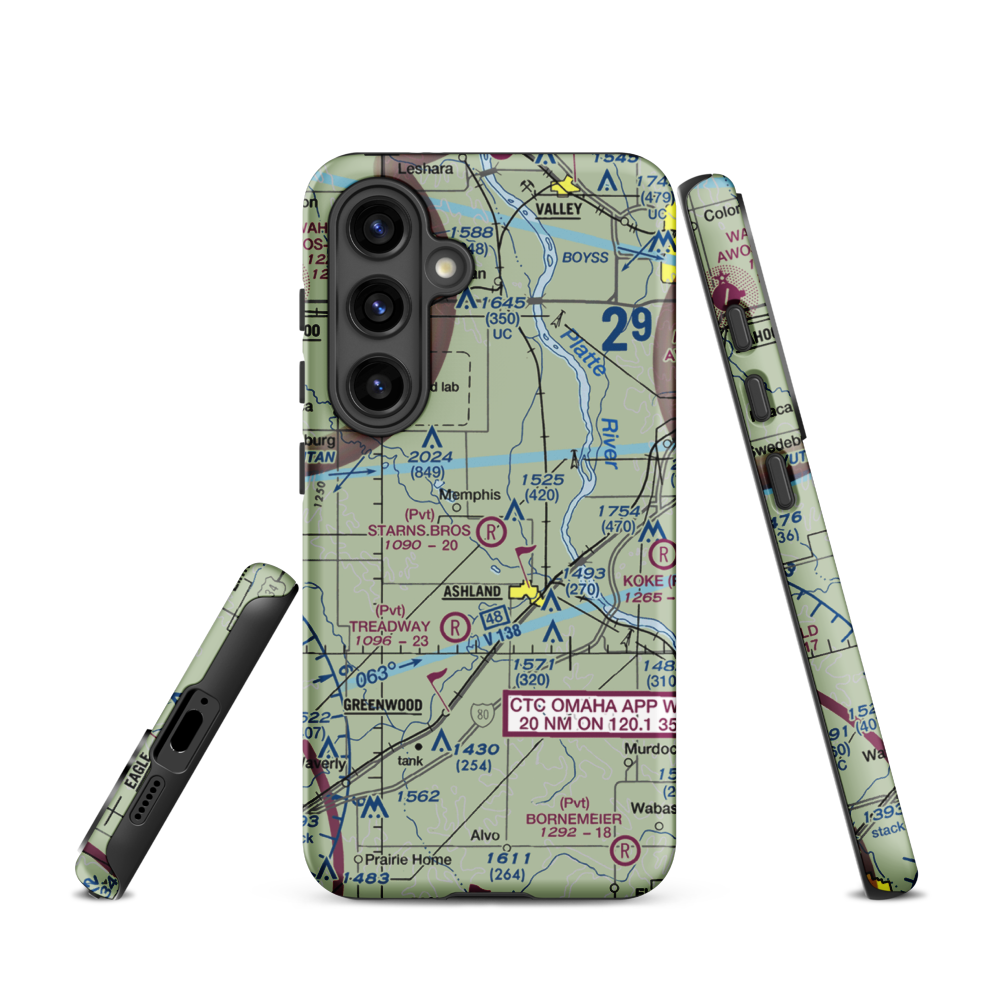 Starns Brothers Airport (53NE) VFR Sectional Samsung Phone Case Samsung Galaxy S24 model shown