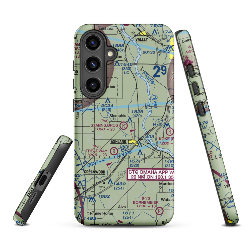 Starns Brothers Airport (53NE) VFR Sectional Samsung Phone Case Samsung Galaxy S24 Plus model shown