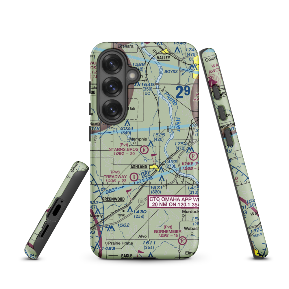 Starns Brothers Airport (53NE) VFR Sectional Samsung Phone Case Samsung Galaxy S25 model shown