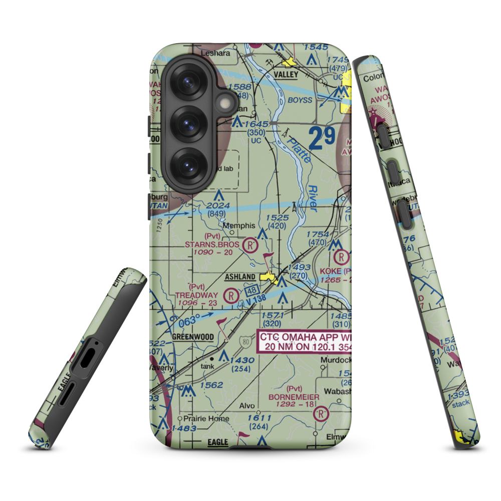 Starns Brothers Airport (53NE) VFR Sectional Samsung Phone Case Samsung Galaxy S25 Plus model shown