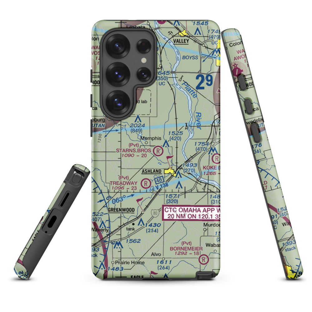 Starns Brothers Airport (53NE) VFR Sectional Samsung Phone Case Samsung Galaxy S25 Ultra model shown