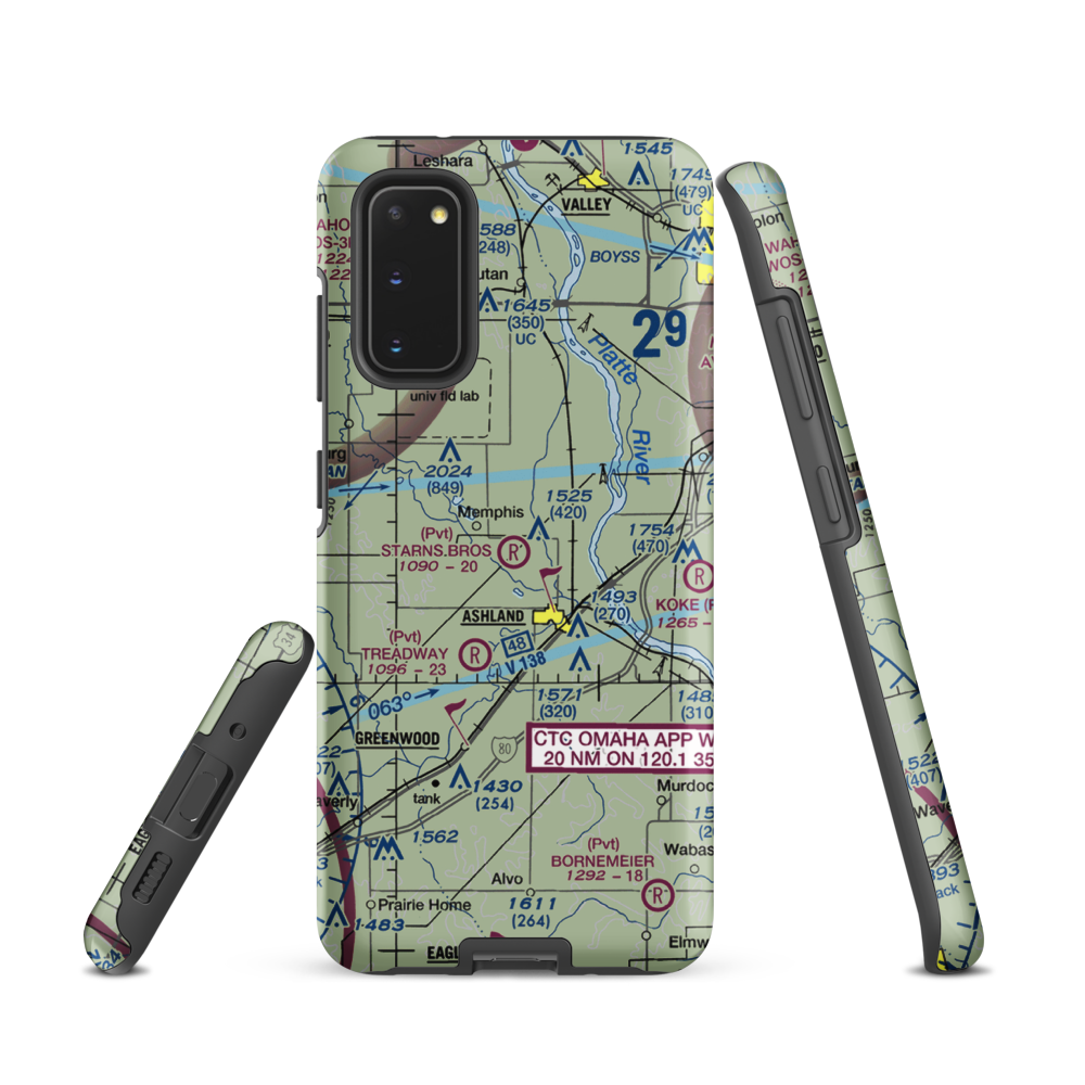 Starns Brothers Airport (53NE) VFR Sectional Samsung Phone Case Samsung Galaxy S20 model shown