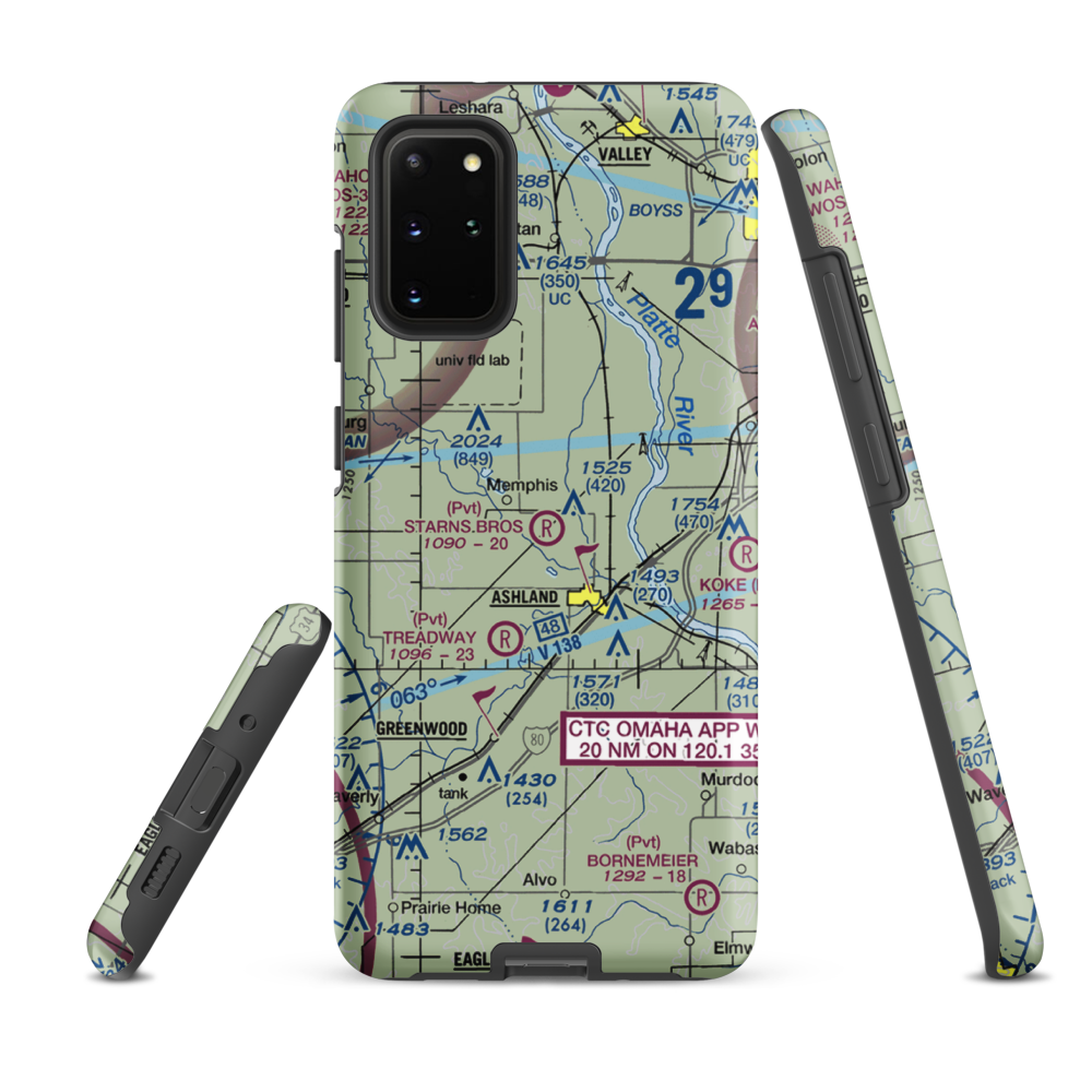 Starns Brothers Airport (53NE) VFR Sectional Samsung Phone Case Samsung Galaxy S20 Plus model shown