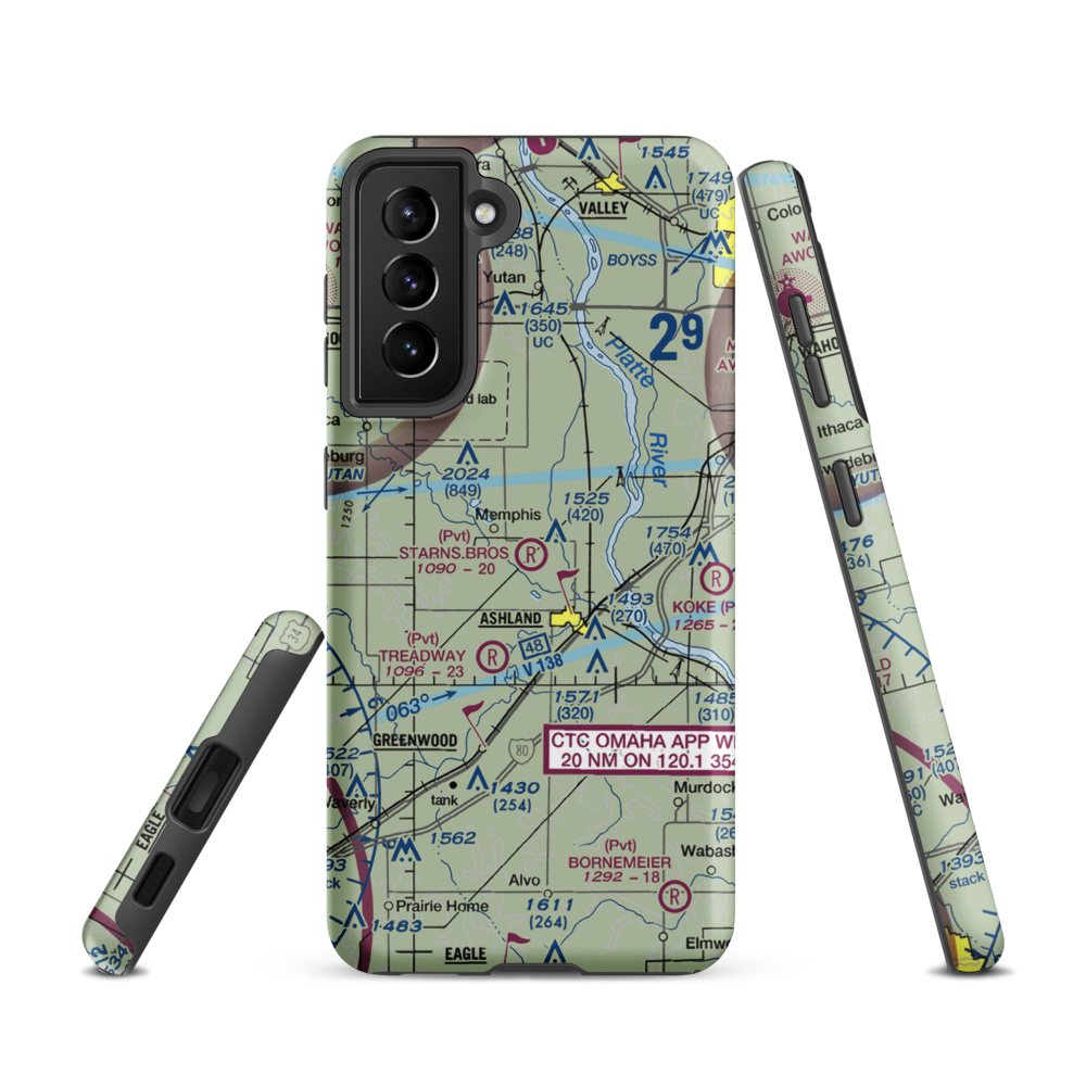 Starns Brothers Airport (53NE) VFR Sectional Samsung Phone Case Samsung Galaxy S21 model shown