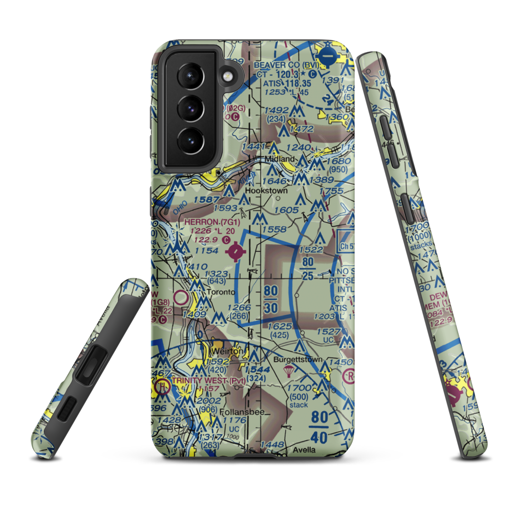 Stateline Airport (29PA) VFR Sectional Samsung Phone Case Samsung Galaxy S21 Plus model shown