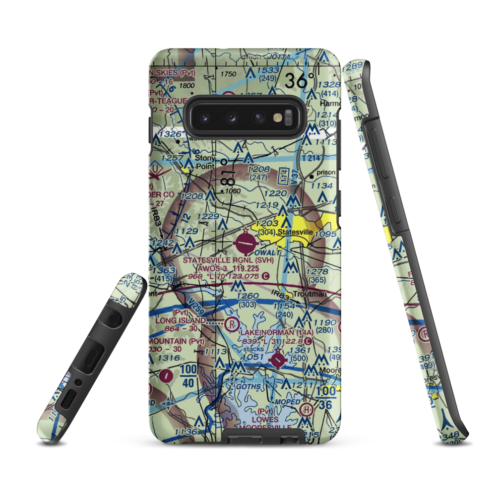 Statesville Regional Airport (SVH) VFR Sectional Samsung Phone Case Samsung Galaxy S10 Plus model shown