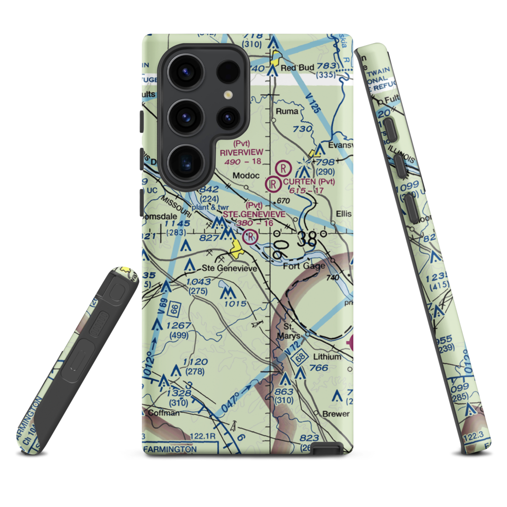 Ste Genevieve Flying Club Airport (6MO2) VFR Sectional Samsung Phone Case Samsung Galaxy S23 Ultra model shown