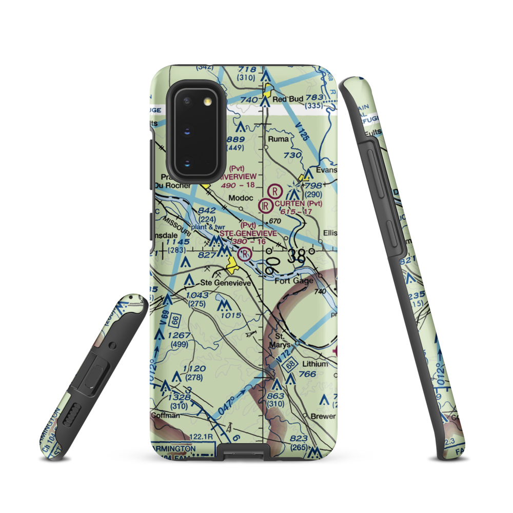 Ste Genevieve Flying Club Airport (6MO2) VFR Sectional Samsung Phone Case Samsung Galaxy S20 model shown