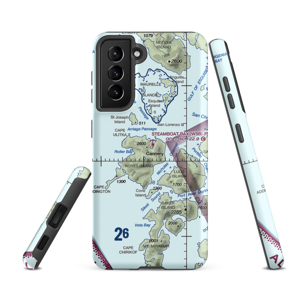 Steamboat Bay Seaplane Base (WSB) VFR Sectional Samsung Phone Case Samsung Galaxy S21 FE model shown