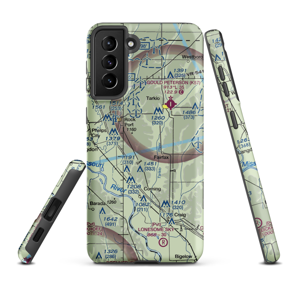 Steele Airport (24MU) VFR Sectional Samsung Phone Case Samsung Galaxy S21 FE model shown