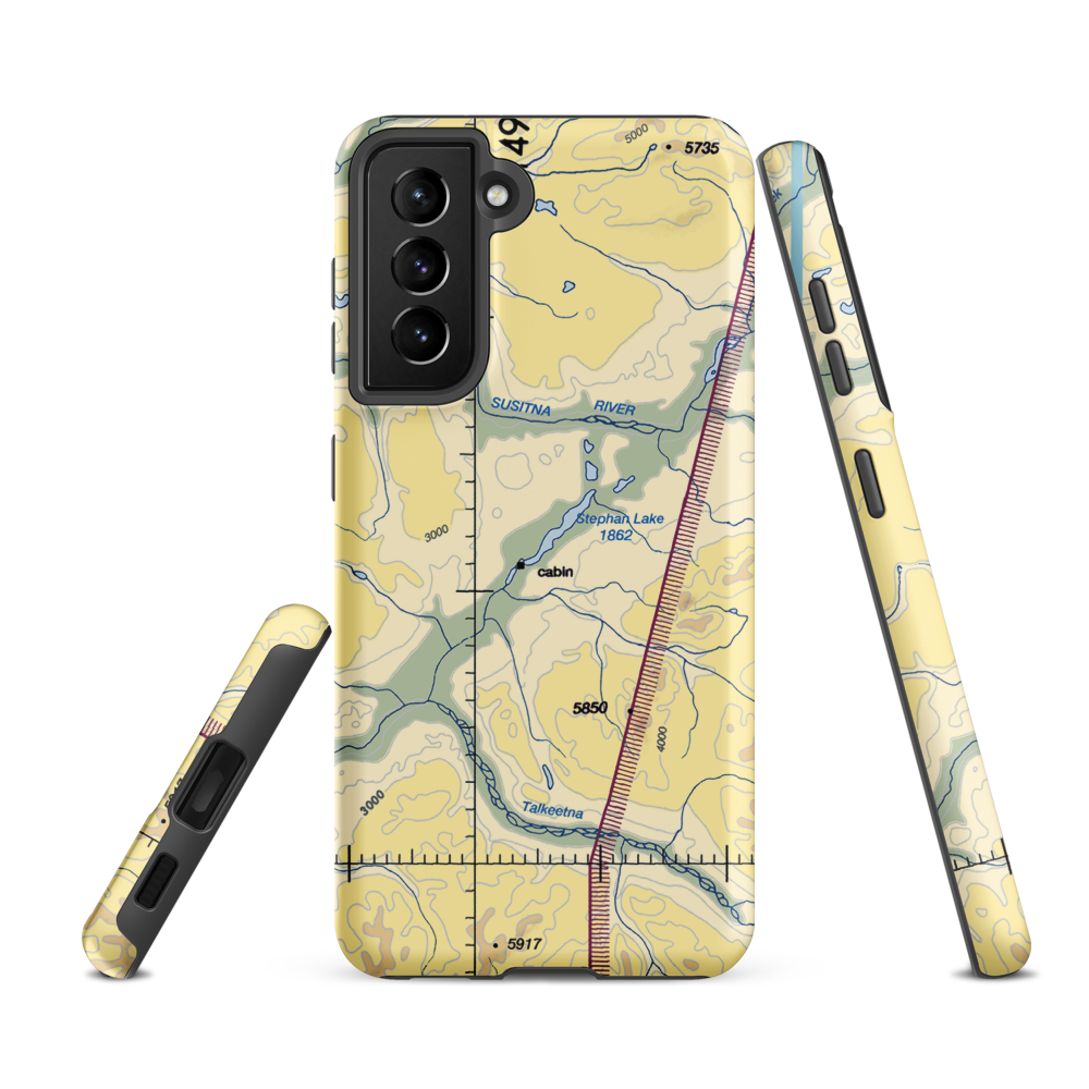 Stephan Lake Lodge Airport (AK61) VFR Sectional Samsung Phone Case Samsung Galaxy S21 FE model shown