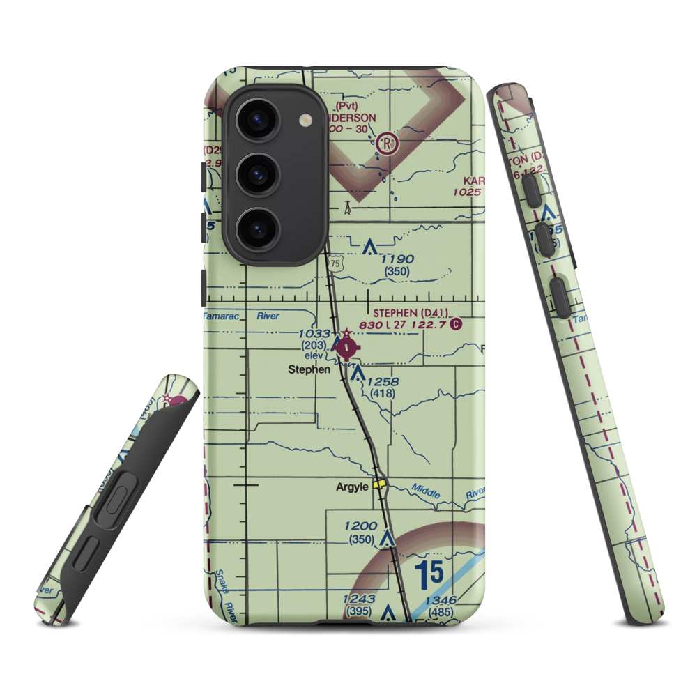 Stephen Municipal Airport (D41) VFR Sectional Samsung Phone Case Samsung Galaxy S23 Plus model shown
