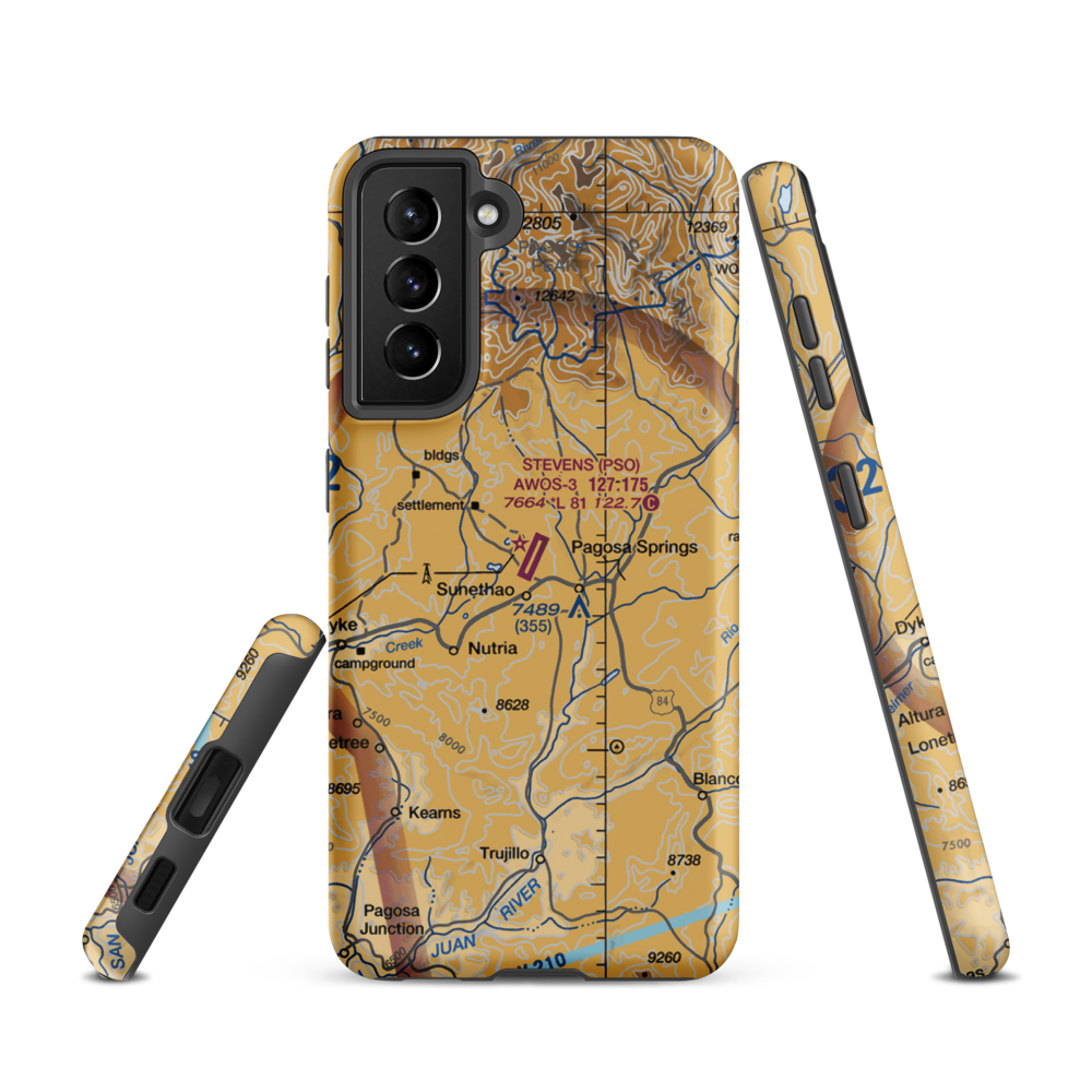 Stevens Field (PSO) VFR Sectional Samsung Phone Case Samsung Galaxy S21 model shown