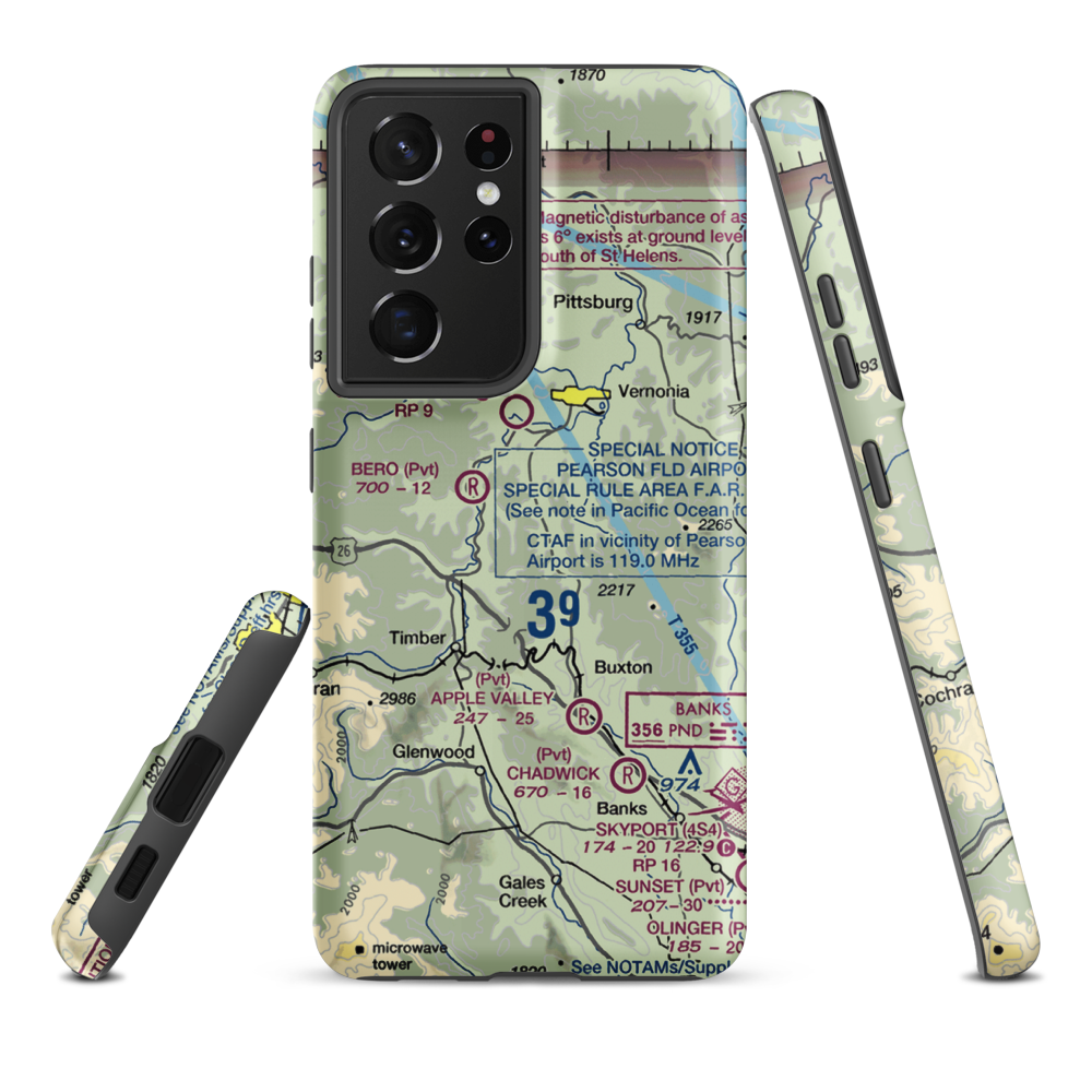 Stevens Mountain Airport (10OR) VFR Sectional Samsung Phone Case Samsung Galaxy S21 Ultra model shown