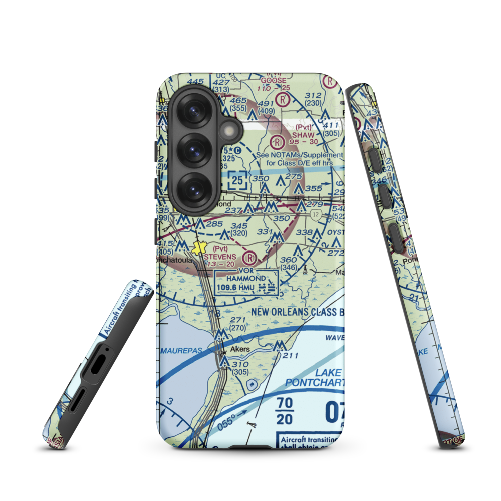 Stevens Strip (32LS) VFR Sectional Samsung Phone Case Samsung Galaxy S25 model shown