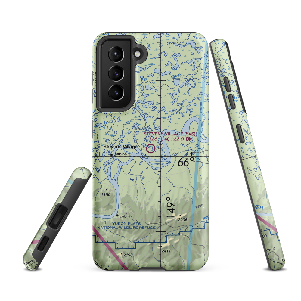 Stevens Village Airport (SVS) VFR Sectional Samsung Phone Case Samsung Galaxy S21 FE model shown