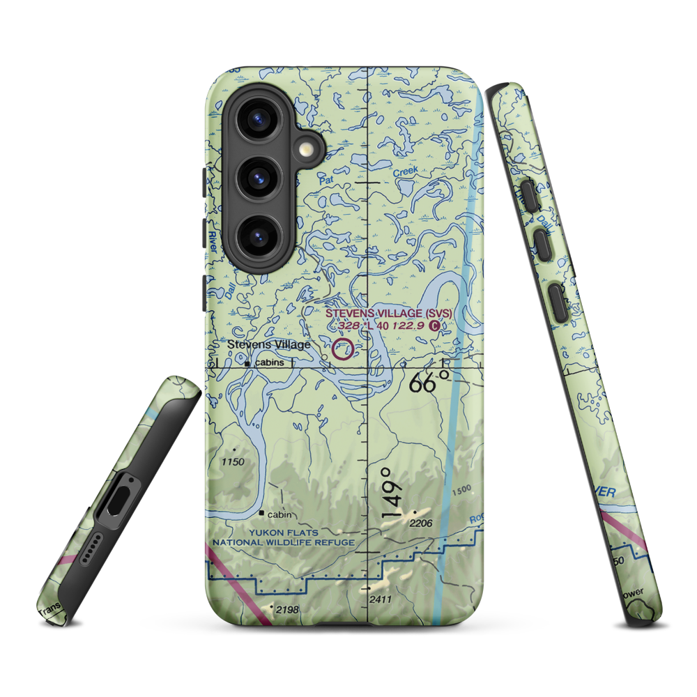 Stevens Village Airport (SVS) VFR Sectional Samsung Phone Case Samsung Galaxy S24 Plus model shown