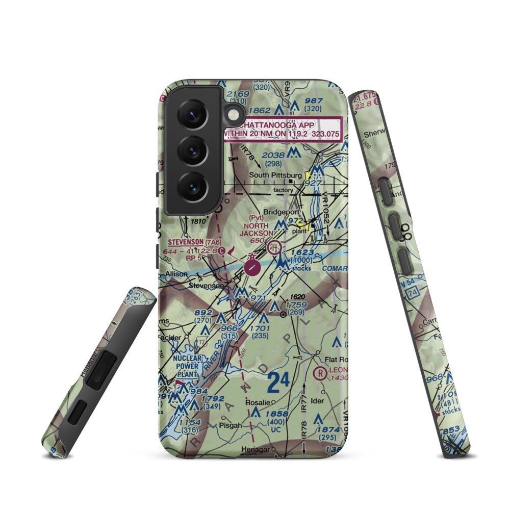 Stevenson Airport (7A6) VFR Sectional Samsung Phone Case Samsung Galaxy S22 model shown