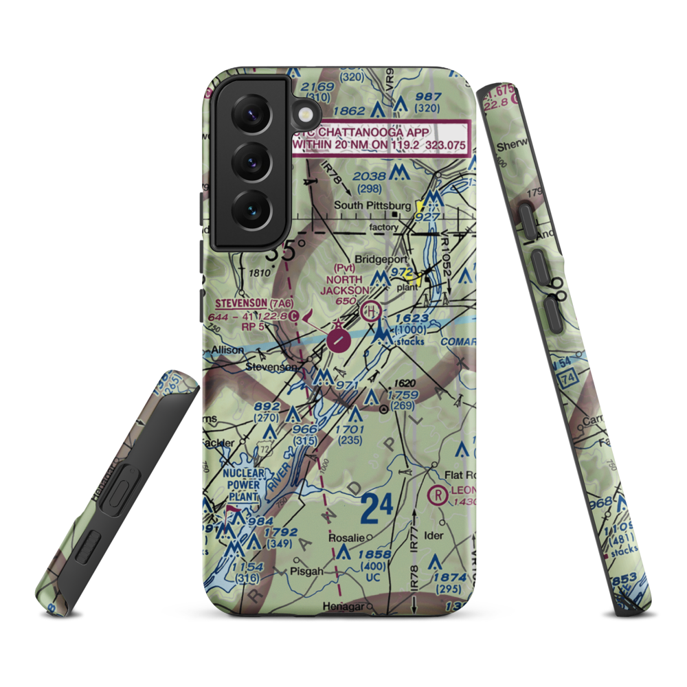 Stevenson Airport (7A6) VFR Sectional Samsung Phone Case Samsung Galaxy S22 Plus model shown