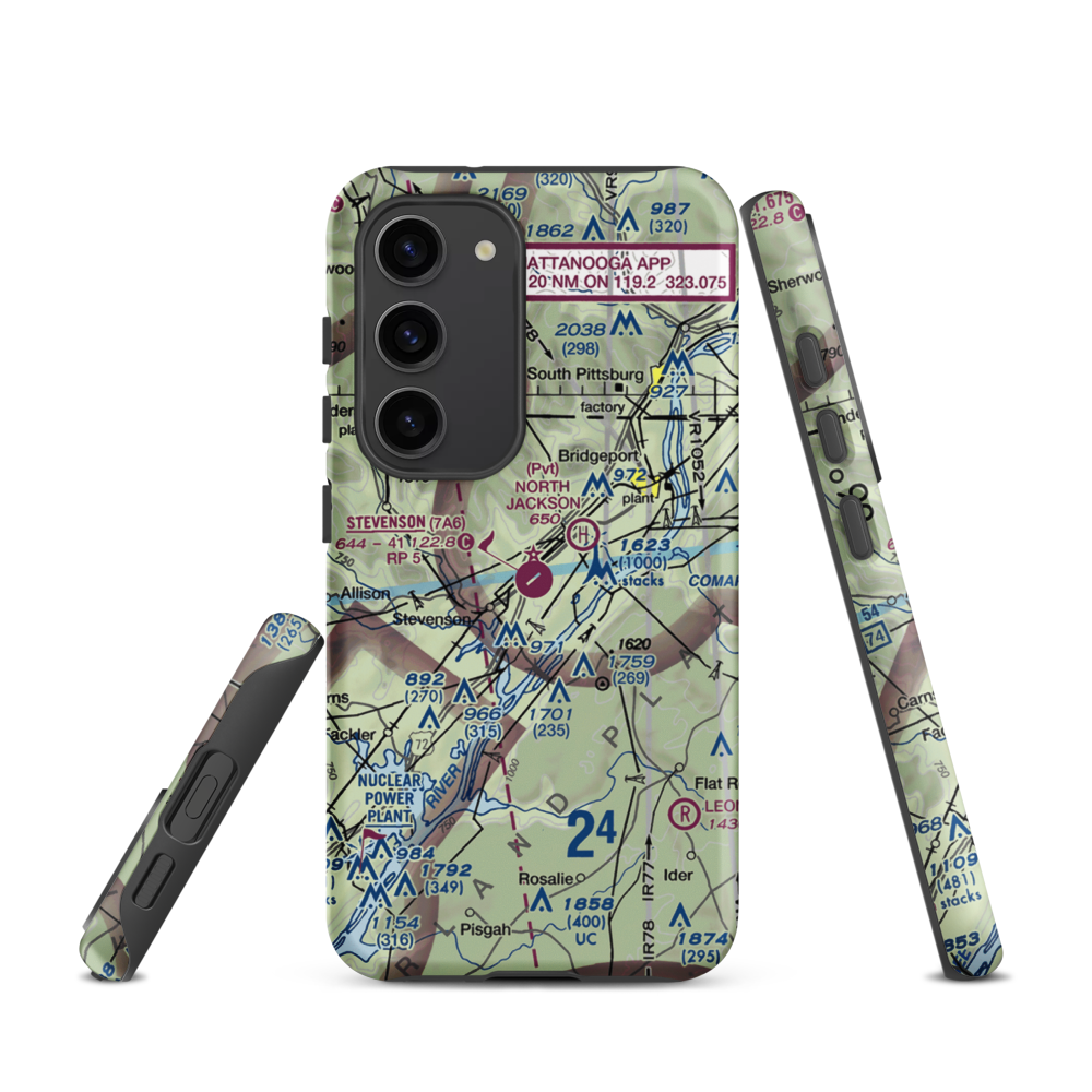 Stevenson Airport (7A6) VFR Sectional Samsung Phone Case Samsung Galaxy S23 model shown
