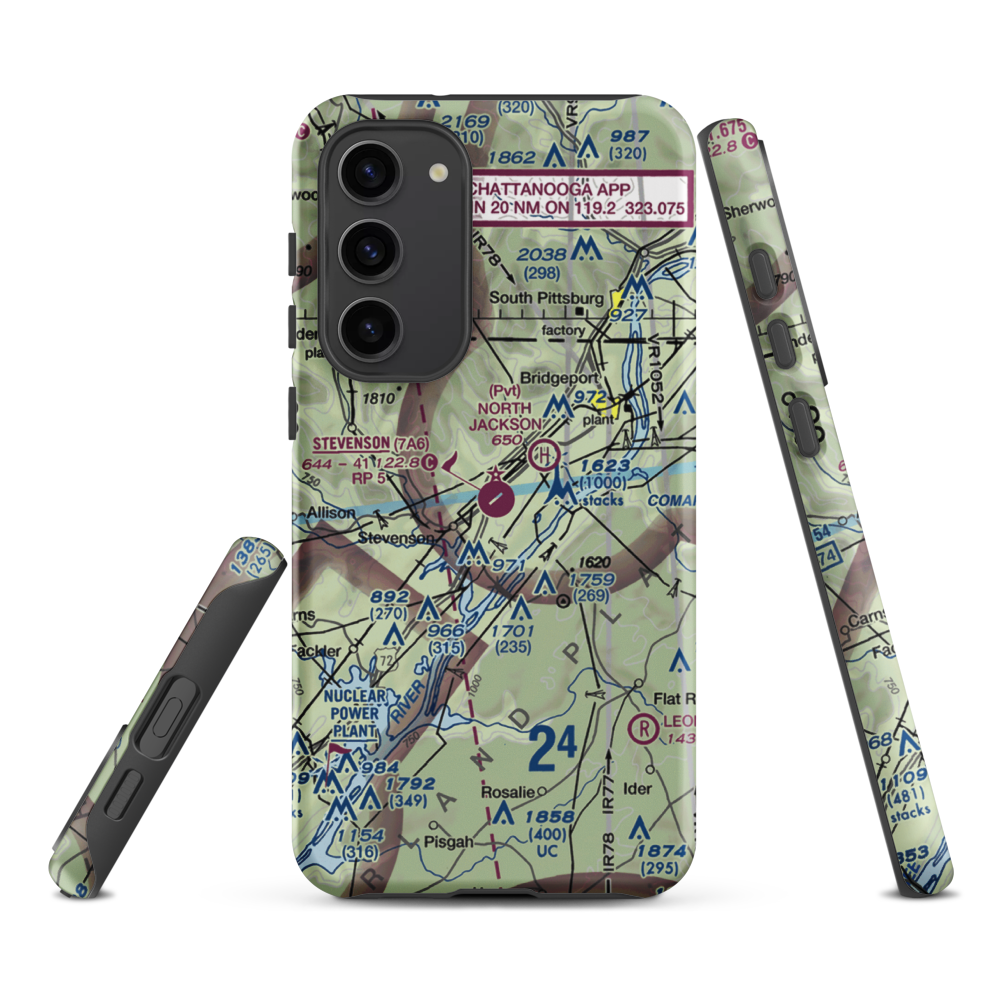 Stevenson Airport (7A6) VFR Sectional Samsung Phone Case Samsung Galaxy S23 Plus model shown