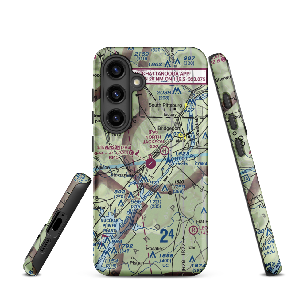 Stevenson Airport (7A6) VFR Sectional Samsung Phone Case Samsung Galaxy S24 model shown