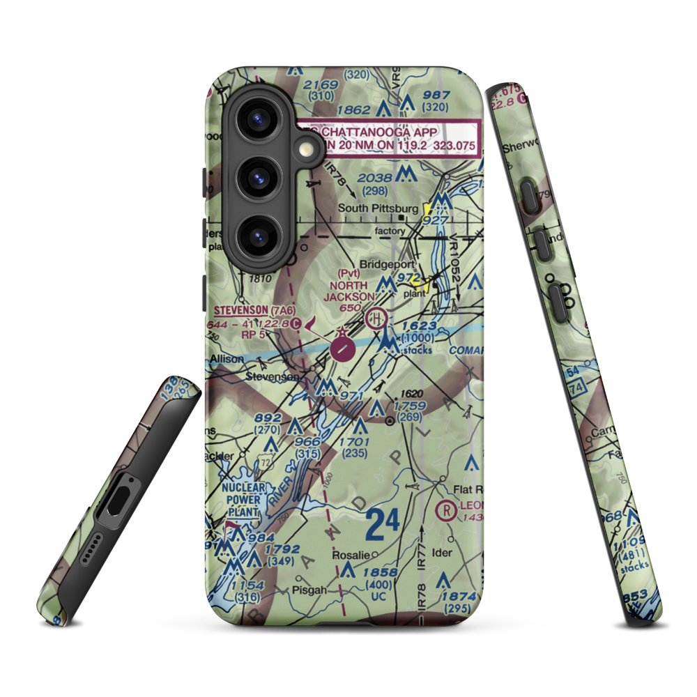 Stevenson Airport (7A6) VFR Sectional Samsung Phone Case Samsung Galaxy S24 Plus model shown