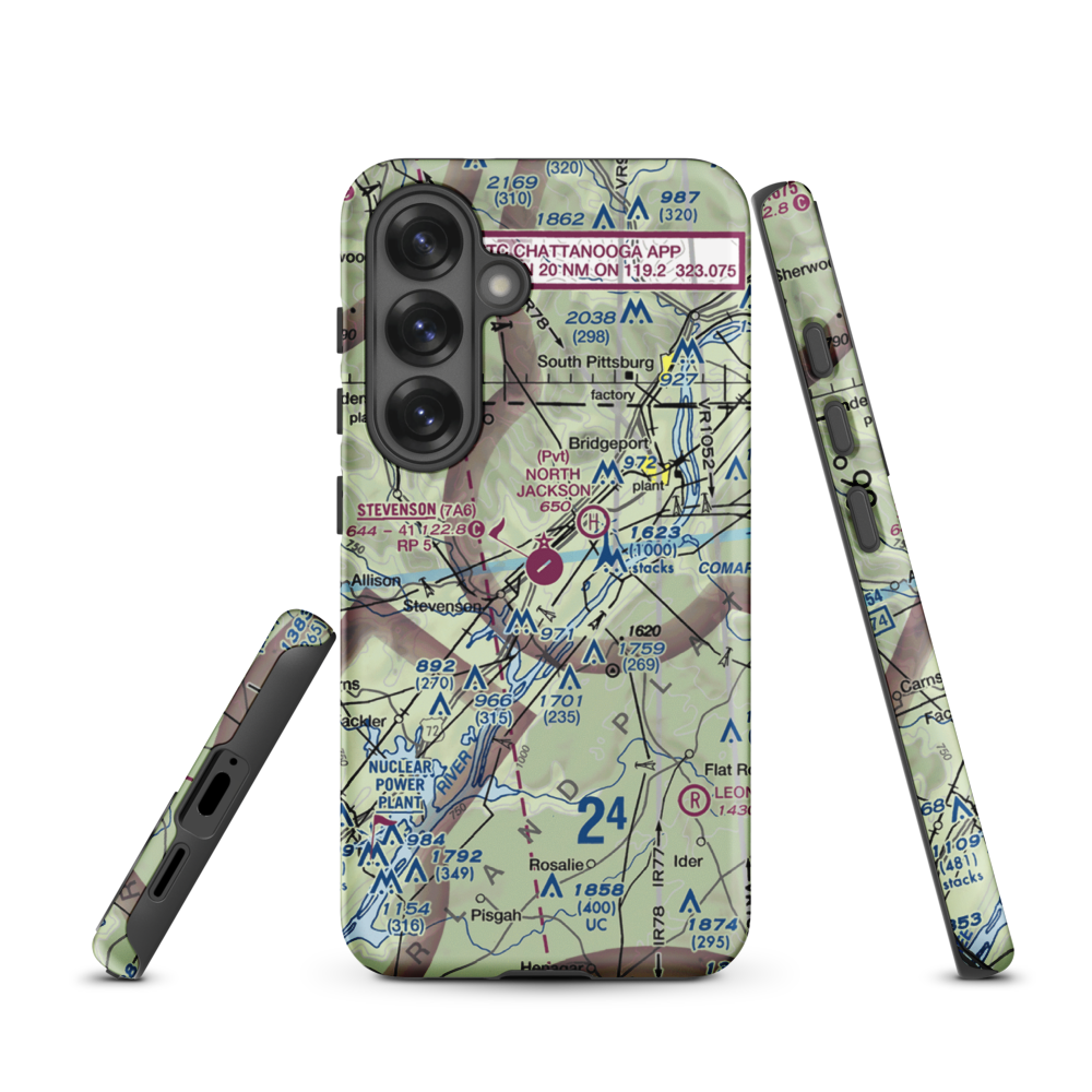 Stevenson Airport (7A6) VFR Sectional Samsung Phone Case Samsung Galaxy S25 model shown