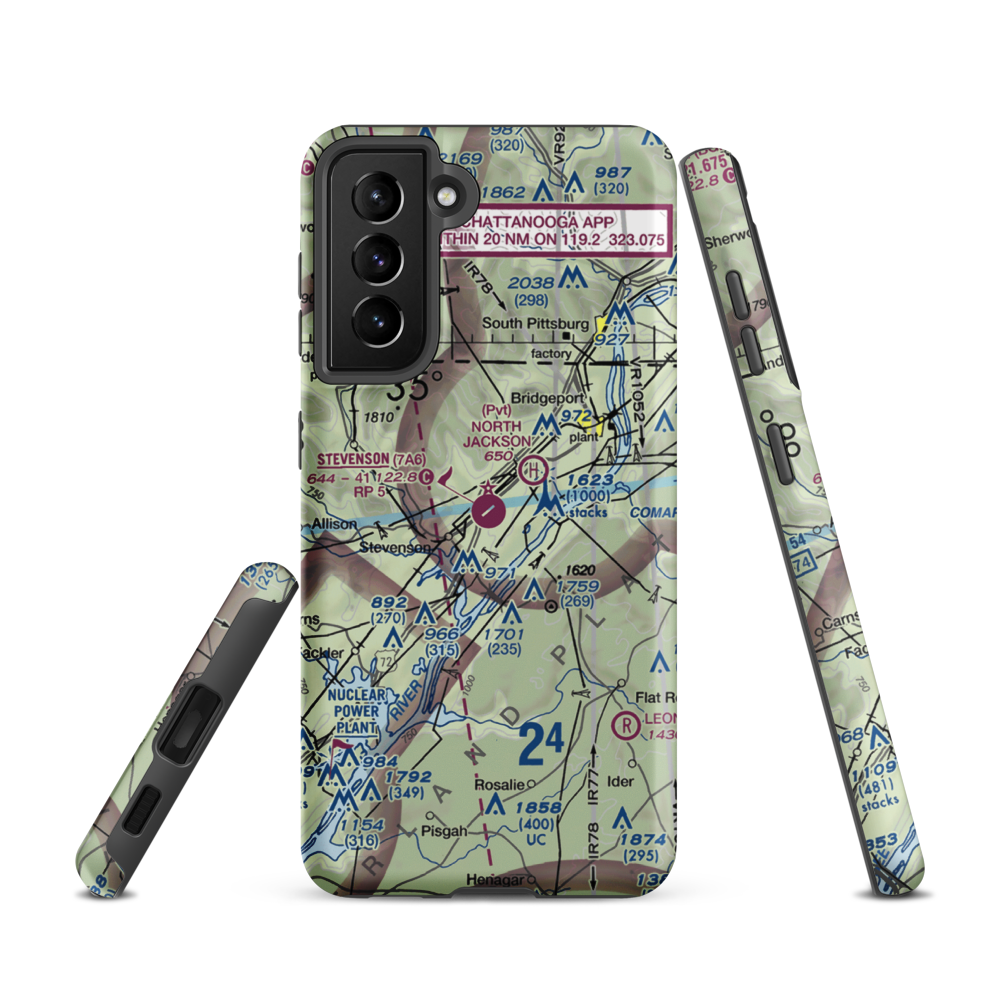 Stevenson Airport (7A6) VFR Sectional Samsung Phone Case Samsung Galaxy S21 model shown