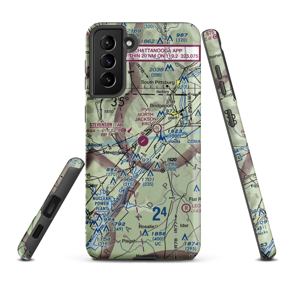 Stevenson Airport (7A6) VFR Sectional Samsung Phone Case Samsung Galaxy S21 Plus model shown