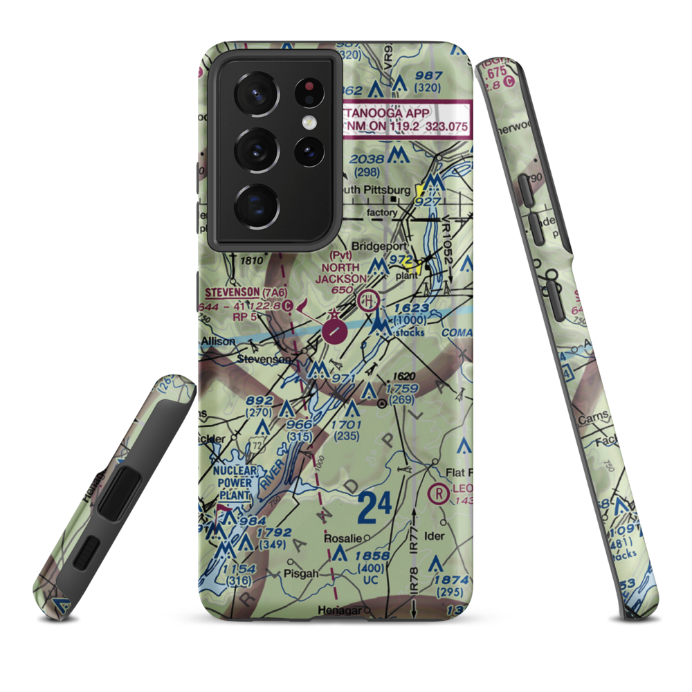 Stevenson Airport (7A6) VFR Sectional Samsung Phone Case Samsung Galaxy S21 Plus model shown
